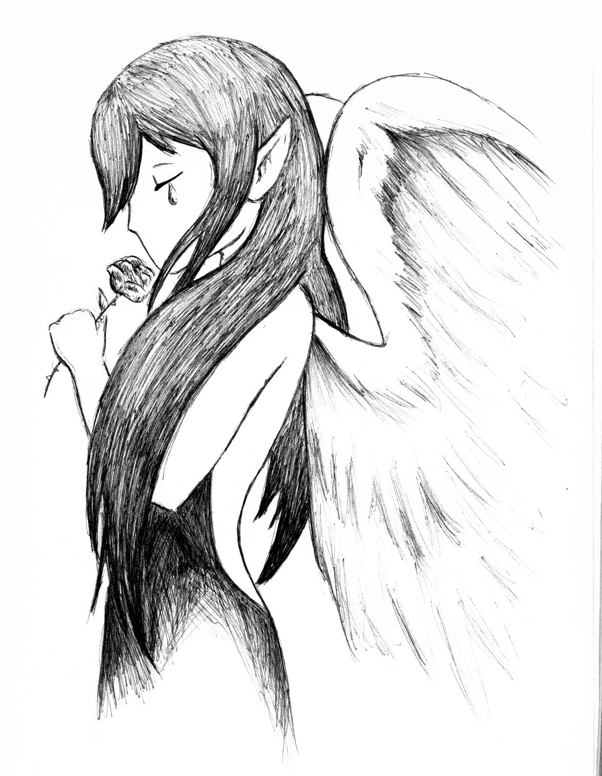 1176x1516 Sad Angel By Yomalyn - Sad Angel Sketch