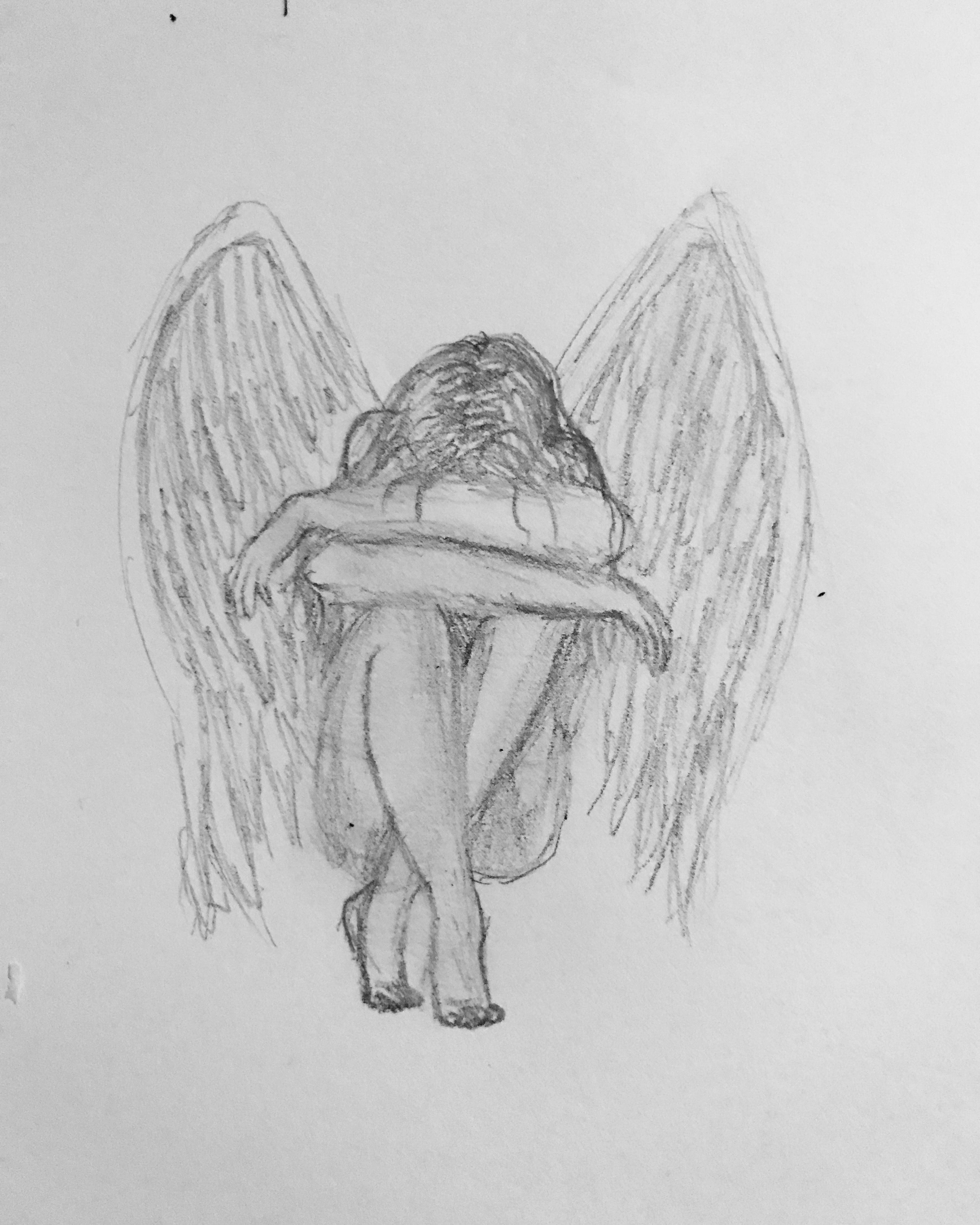 3024x3780 Sad Angel Drawing With Pencil... Sketchbook Ideas - Sad Angel Sketch