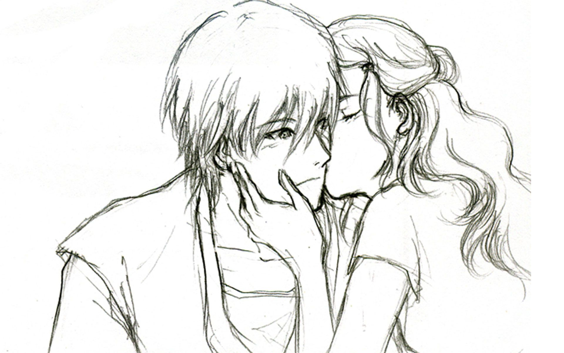 1920x1200 Cute Romantic Sketches Cute Love Drawings For Him Romantic Sad - Sad Couple Sketches