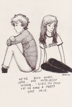 236x347 Boy, Cute, Girl, Cartoon, Drawing, Couple, Quote, Simon Meh - Sad Couple Sketches