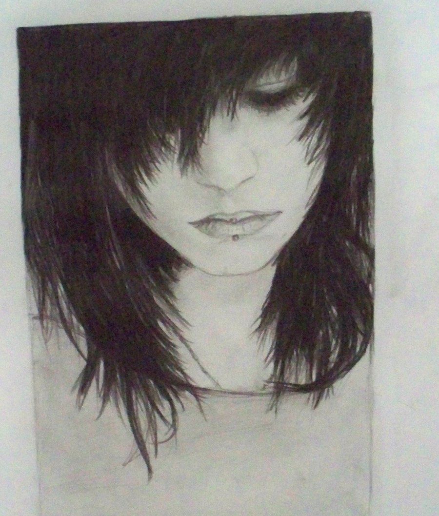 900x1058 Sad Emo Drawings Emo Girl Drawing By Midestini Traditional Art - Sad Emo Sketches