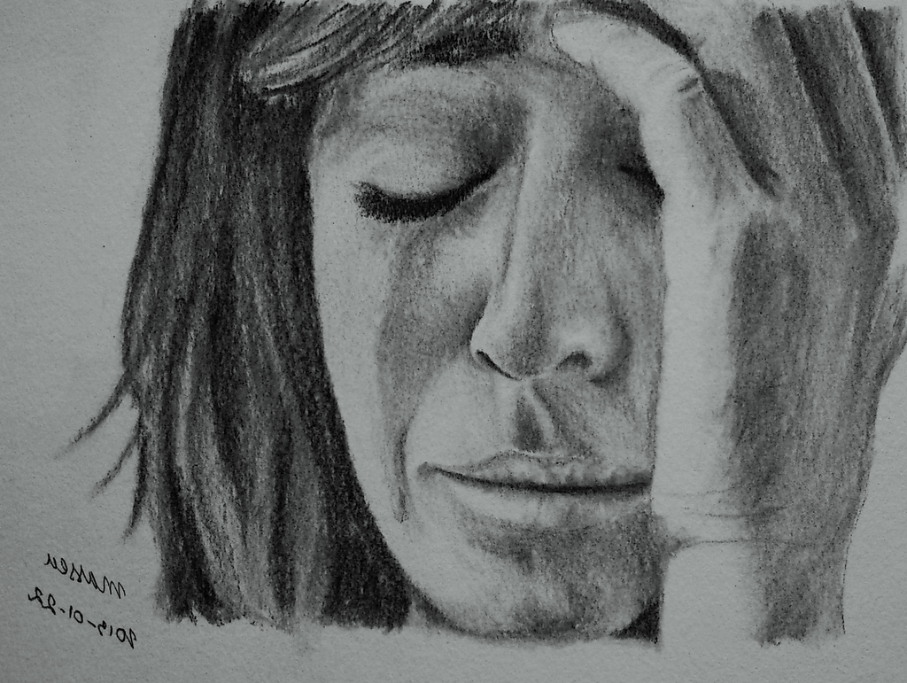 1024x771 Woman Face Crying Drawing Sad Girl Crying Drawing Face Masseu - Sad Girl Face Sketch