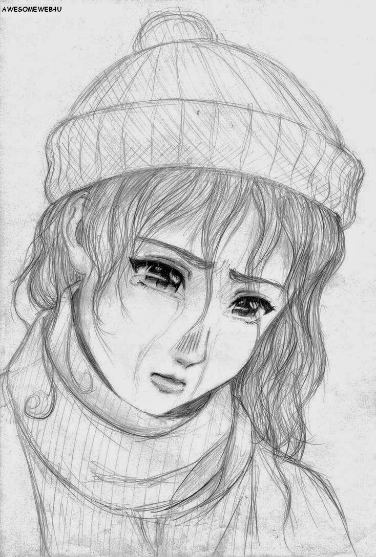 734x1089 Sad Girl Sketch Images - Sad Girl Sketch