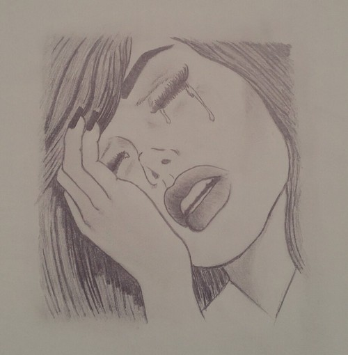 Sad Girl Sketch at PaintingValley.com | Explore collection of Sad Girl ...