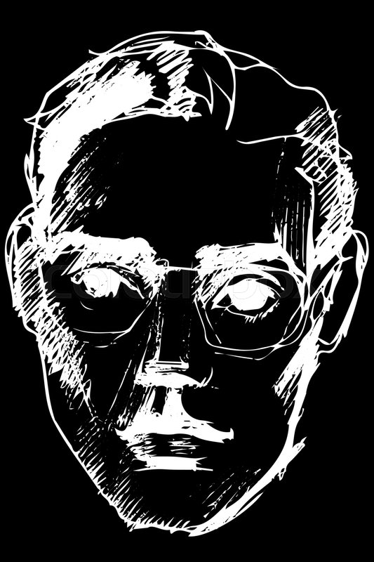 533x800 Black And White Vector Sketch Of A Young Guy In Glasses With Sad - Sad Guy Sketch