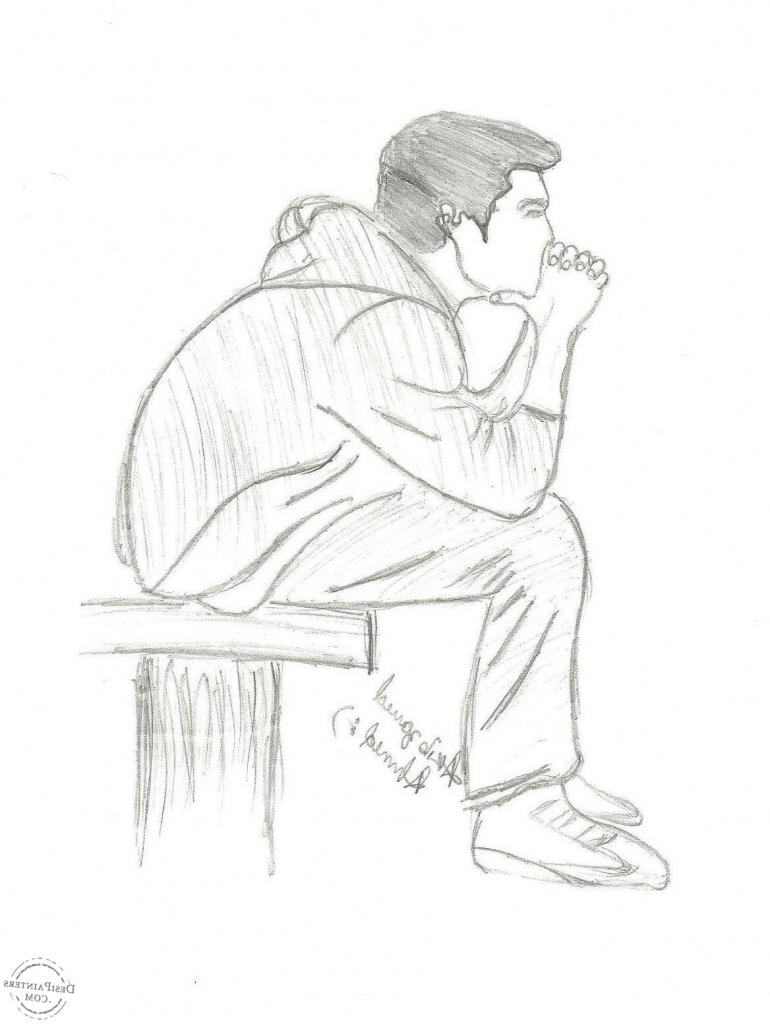 770x1024 Sitting Alone Sketches Sad Guy Drawing At Getdrawings Free For - Sad Guy Sketch