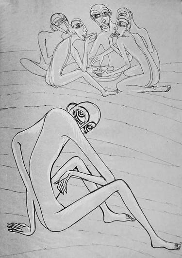 375x529 Sad Man Drawings For Sale Saatchi Art - Sad Man Sketch