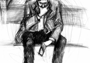 300x210 Sad Man Sketch Wallpaper Pencil Sketch Of Men In Sadness Sketch - Sad Man Sketch