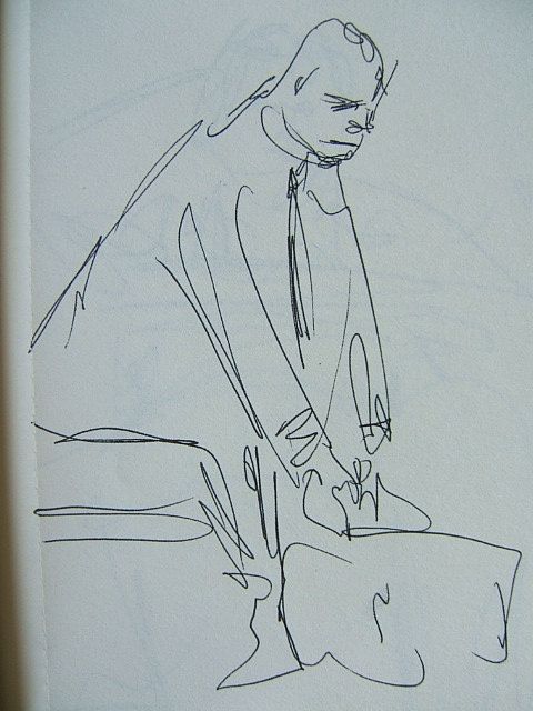 480x640 Sad Man In Airport, Schiphol, From Sketch Book, Copy Of Original - Sad Man Sketch