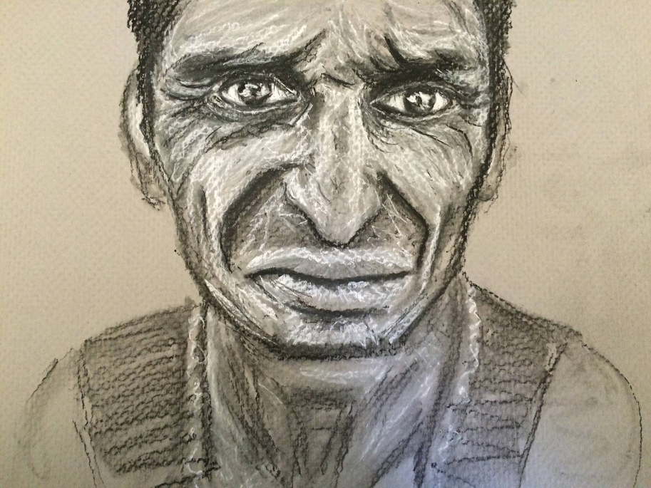 913x685 Sad Man, Charcoal Sketch - Sad Man Sketch