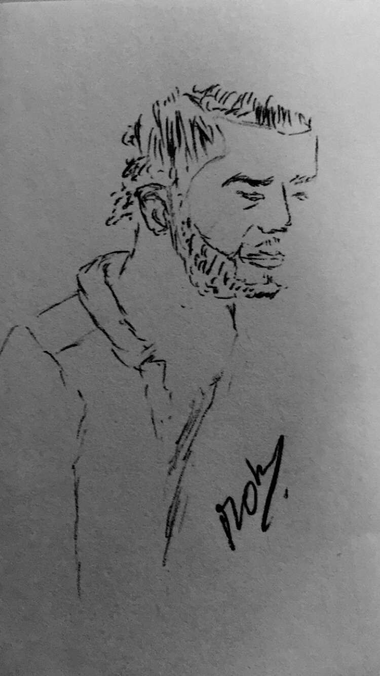 750x1334 Tried To Sketch My Brother But It Ended Up With A Sad Man - Sad Man Sketch
