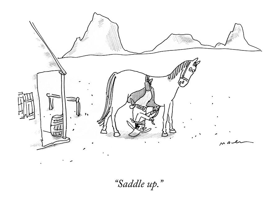 900x666 Saddle Up By Michael Maslin - Saddle Sketch