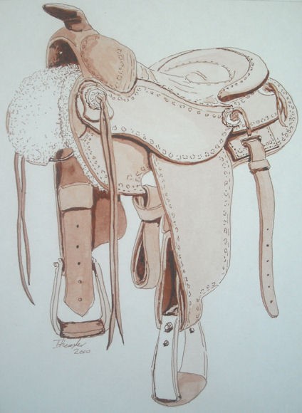 424x580 Western Saddle By Dean Haeusler - Saddle Sketch
