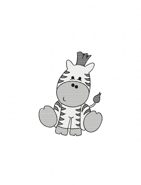 489x640 Kinsley Zebra Sketch Embroidery Design - Safari Sketch