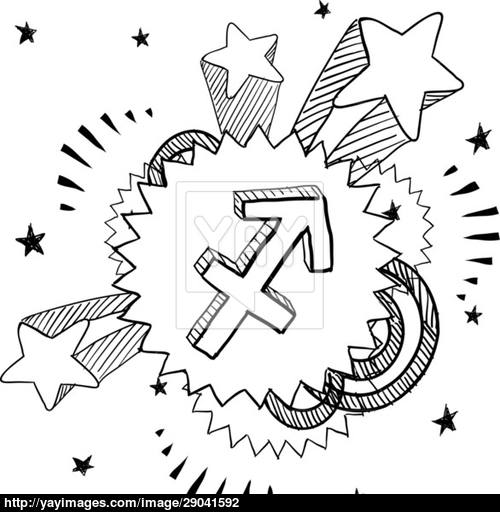 500x512 Sagittarius Zodiac Vector Sketch Vector - Sagittarius Sketch