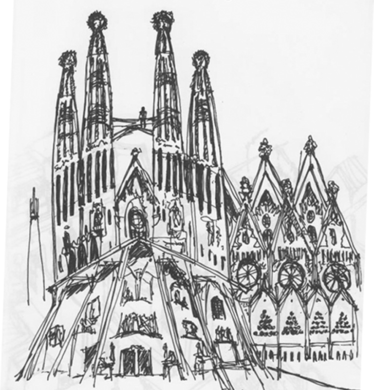 Sagrada Familia Sketch at PaintingValley.com | Explore collection of ...