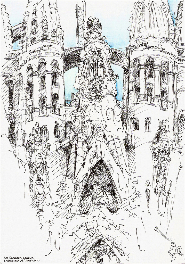 717x1024 La Sagrada Familia Urban Sketchers - Sagrada Familia Sketch