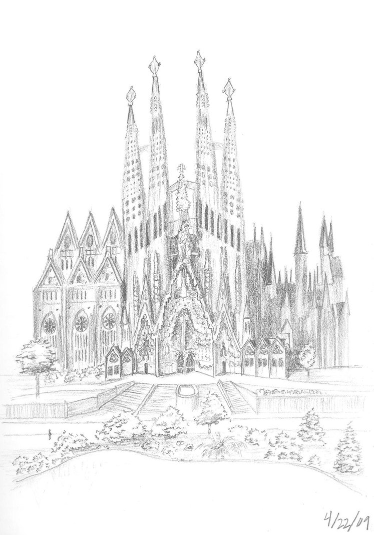 747x1069 La Sagrada Familia By Justinlibra - Sagrada Familia Sketch