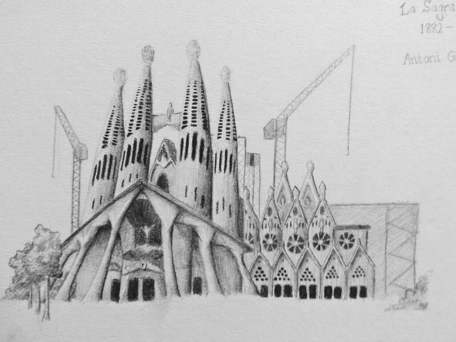 900x675 La Sagrada Familia Pencil Sketch By Sajidahnaf666 - Sagrada Familia Sketch