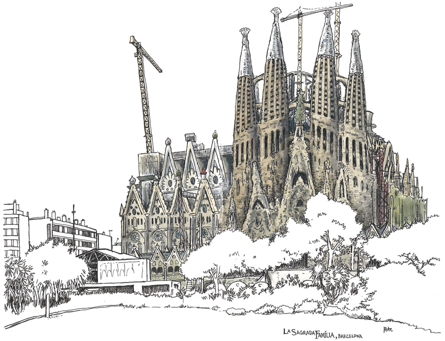 Sagrada Familia Sketch at PaintingValley.com | Explore collection of ...