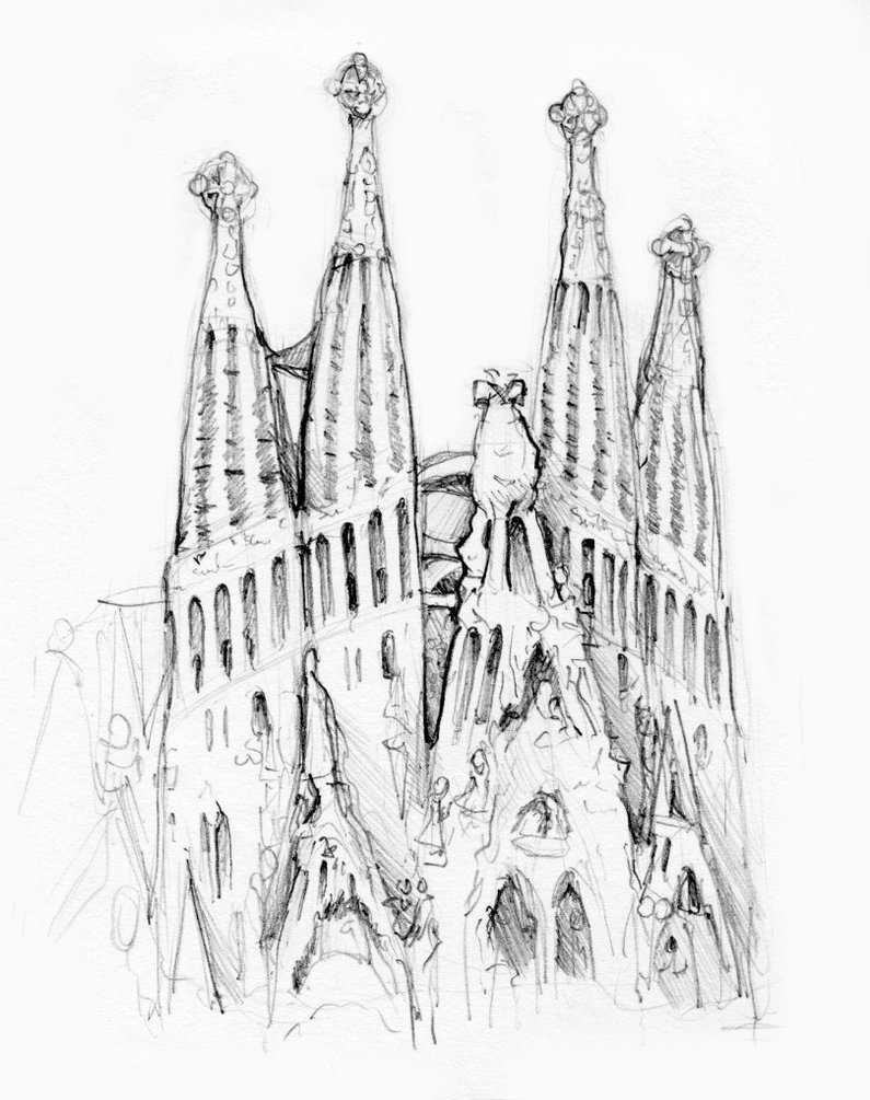 795x1005 Sagrada Familia By Athenryfields - Sagrada Familia Sketch