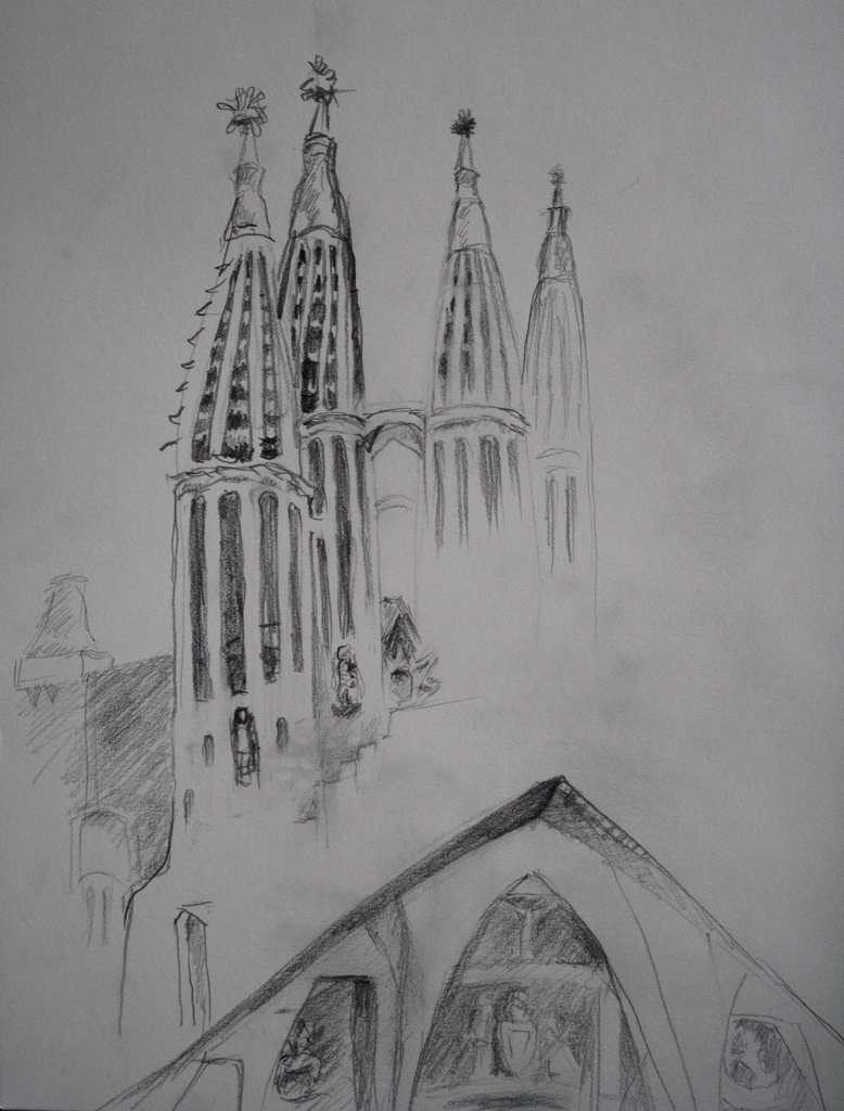 778x1024 Sagrada Familia Sketch 2b Pencil On Sketch Paper From My - Sagrada Familia Sketch