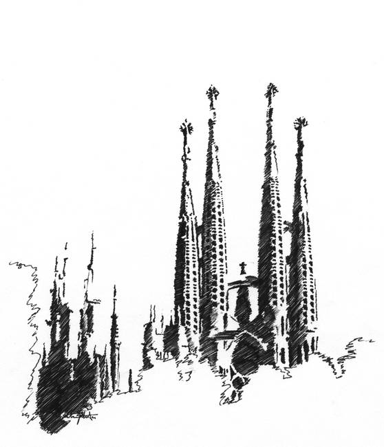 558x650 Sagrada Familia By Brandon Specketer - Sagrada Familia Sketch
