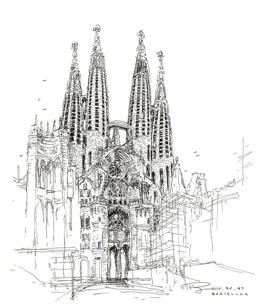821x973 Sagrada Familia Sketch - Sagrada Familia Sketch