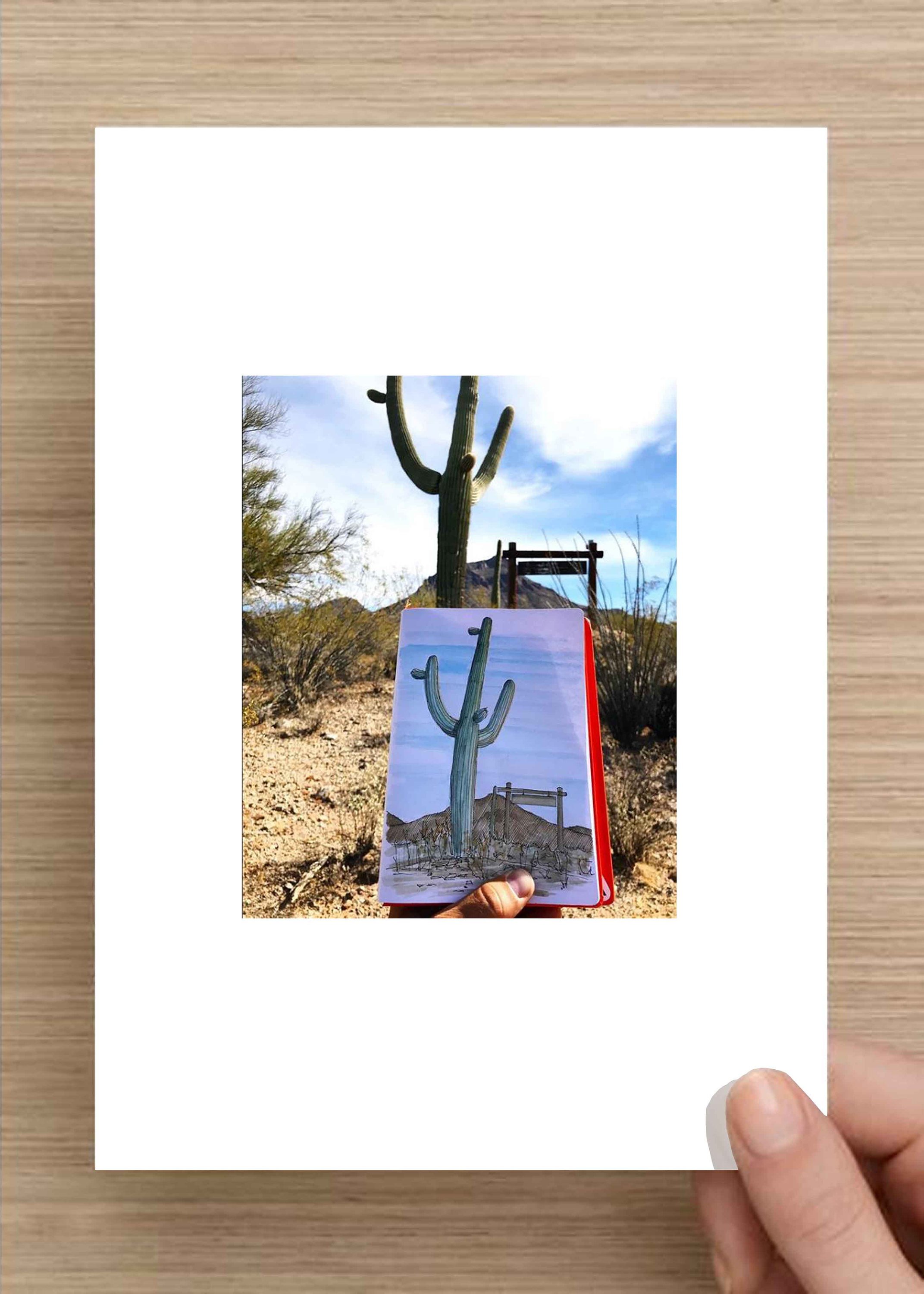 2143x3000 Ink And Watercolor Drawing Of Saguaro Cactus In Tucson Arizona - Saguaro Cactus Sketch