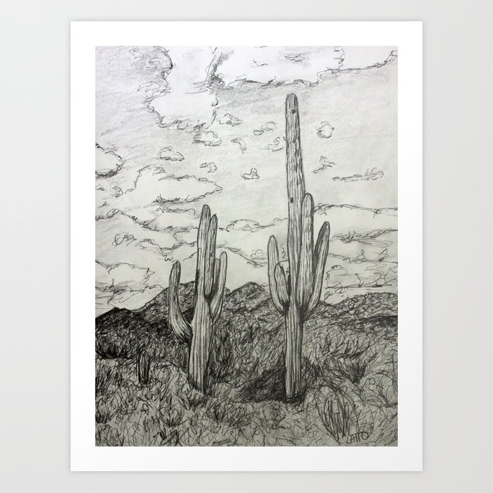 Saguaro Cactus Sketch at PaintingValley.com | Explore collection of ...