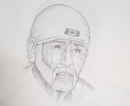 500x409 Portrait Sketch Of Sai Baba, Size A4 Sheet, Rs 300 Piece Id - Sai Sketch