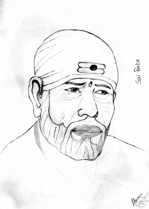 501x700 Sai Baba Pencil Sketch - Sai Sketch