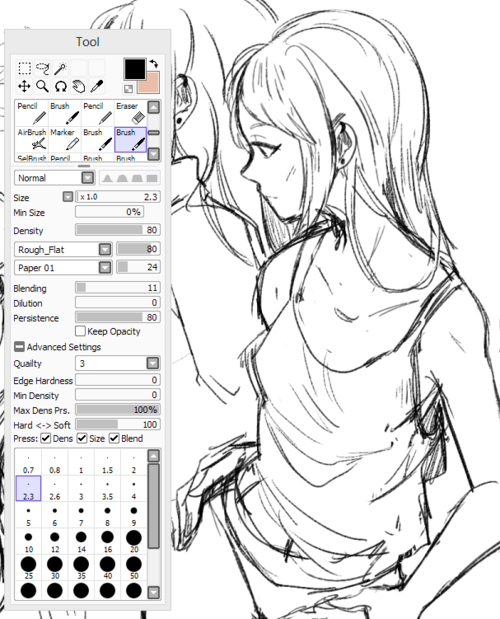 500x619 Brush Settings Tumblr Le In 2018 Sai - Sai Sketch