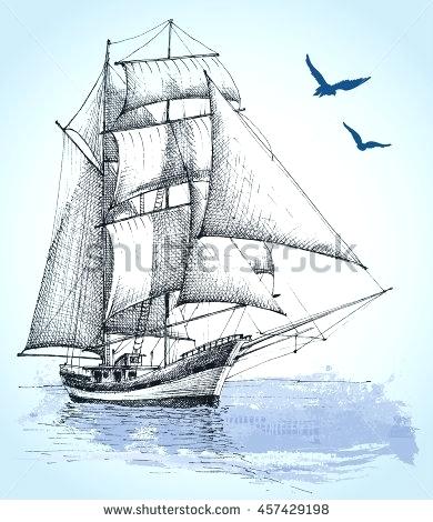 390x470 Marvelous Boat Drawing Appealing - Sailboat Drawing Sketch