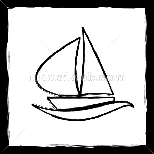 600x600 Sailboat Sketch Icon. - Sailboat Sketch