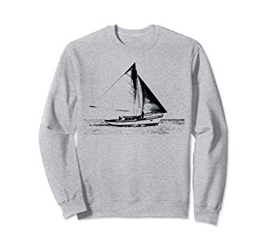 385x360 Sailboat Sketch Nautical Boating Themed Sweatshirt - Sailboat Sketch Images