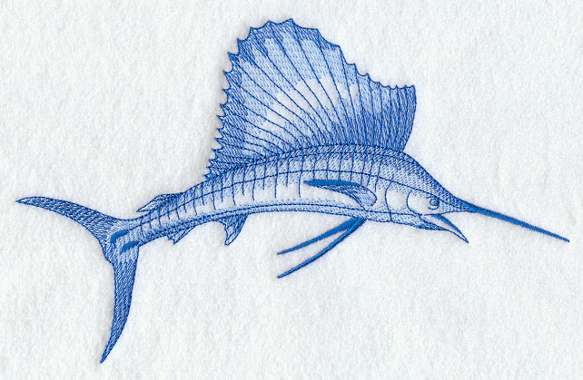 642x419 Machine Embroidery Designs - Sailfish Sketch