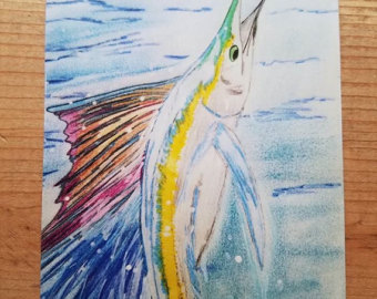 340x270 Sailfish Sketch Art Etsy - Sailfish Sketch