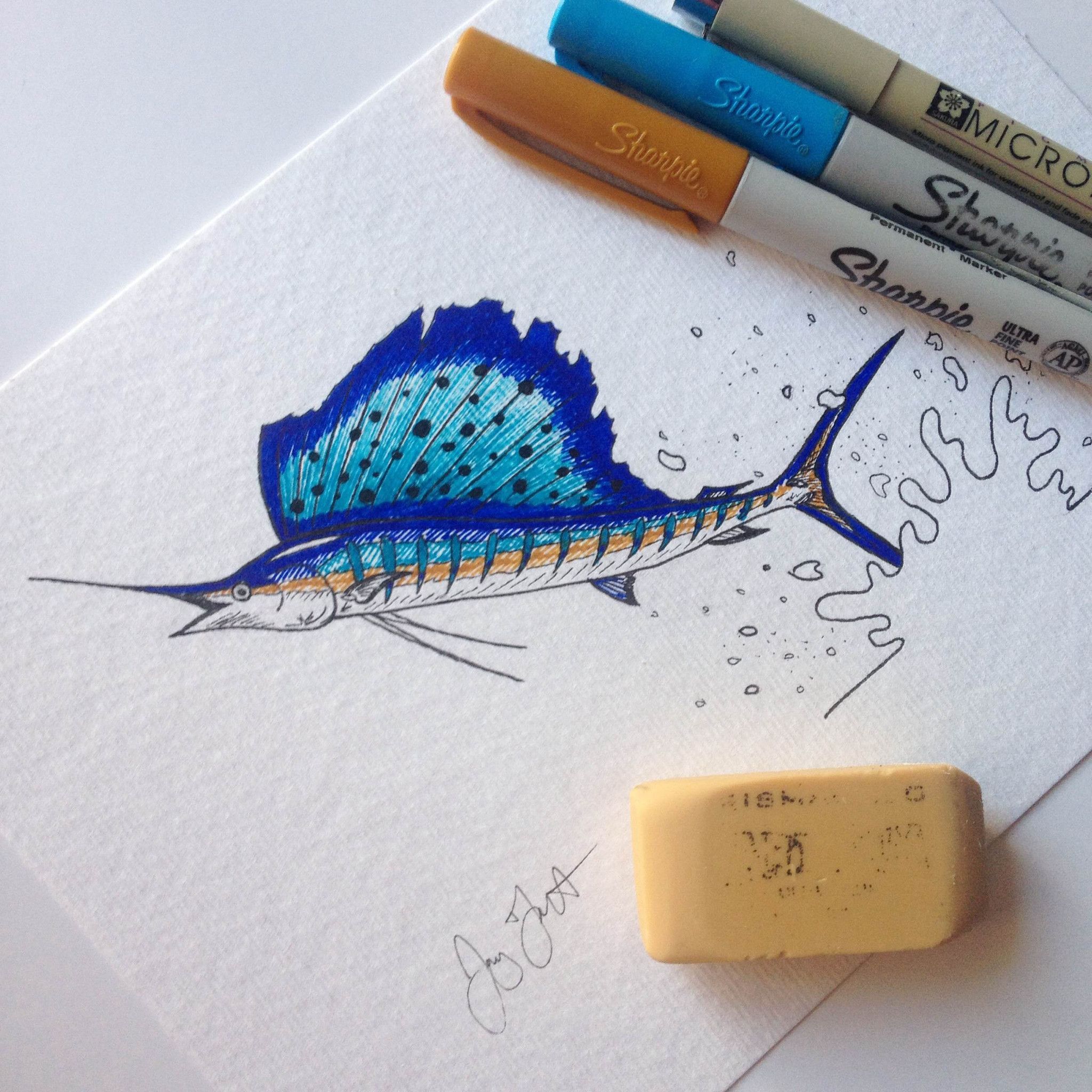 2048x2048 Jumping Sailfish Drawing Gone Fishing In 2018 - Sailfish Sketch