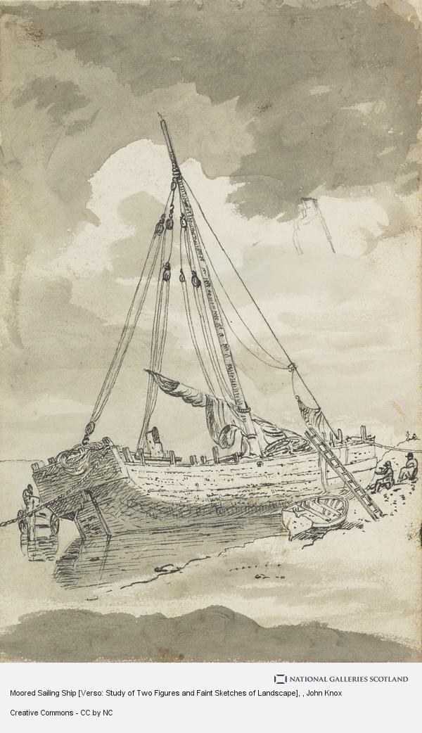 600x1042 Moored Sailing Ship [Verso Study Of Two Figures And Faint - Sailing Ship Sketch