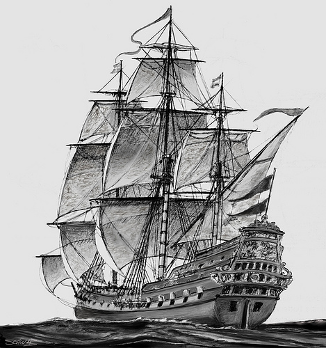 469x500 Old Sailing Ships Clipart Pencil Drawing - Sailing Ship Sketch
