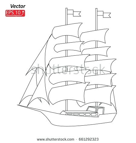 450x470 Sailing Ship Rigging Diagram Boat Contour Drawing Sketch - Sailing Ship Sketch