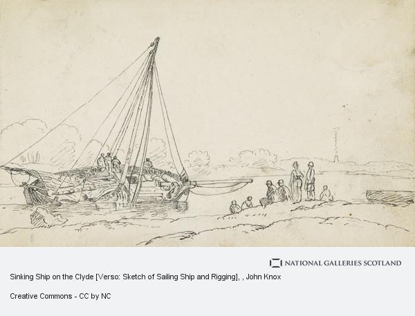 600x457 Sinking Ship On The Clyde [Verso Sketch Of Sailing Ship And - Sailing Ship Sketch