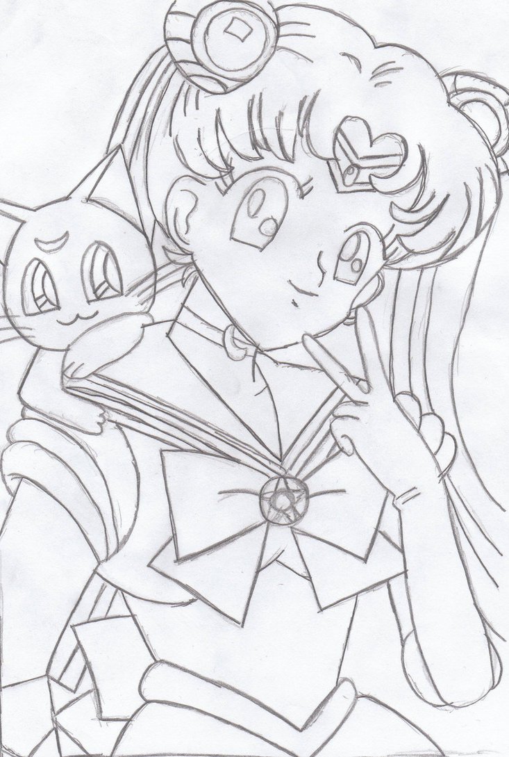 733x1089 Sailor Moon And Luna Sketch By Wii Guy12 - Sailor Moon Sketch