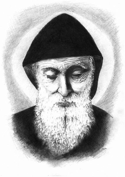 424x600 Saint Charbel Makhluf - Saint Sketch