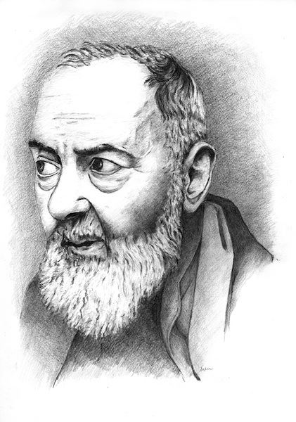421x600 Saint Pio Of Pietrelcina (2) Drawing Online - Saint Sketch