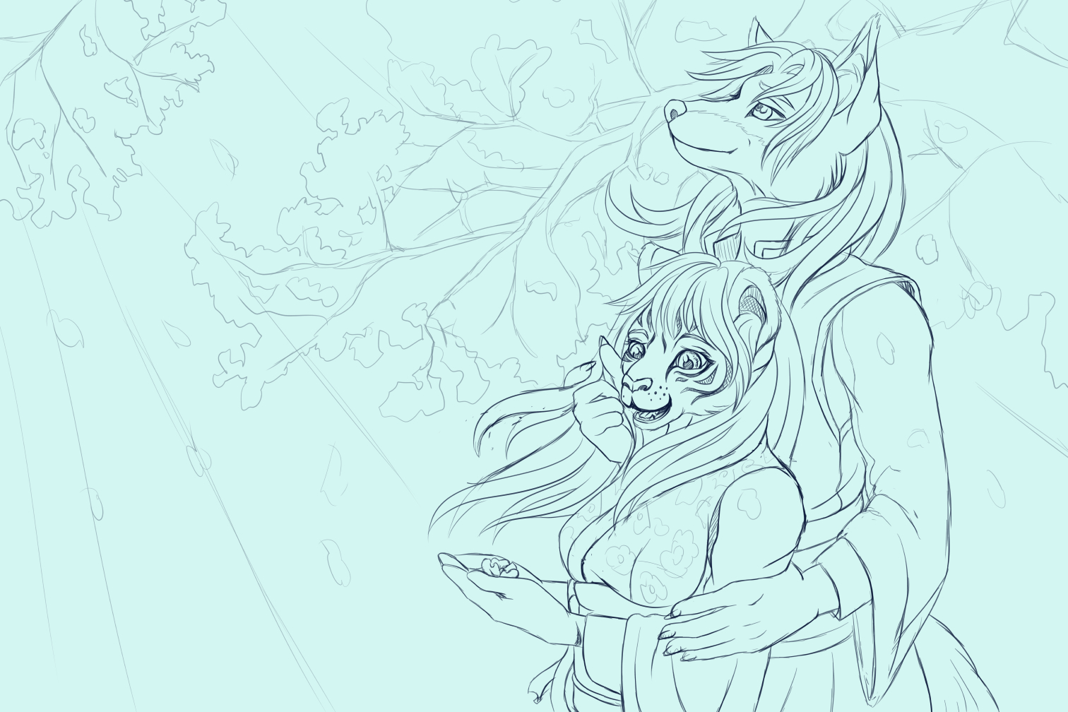 1512x1008 Sakura Breeze Comm Sketch Weasyl - Sakura Sketch