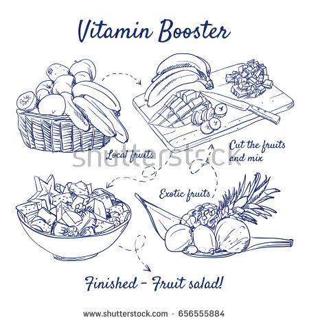 450x470 Doodle Set Of Fruit Salad - Salad Sketch