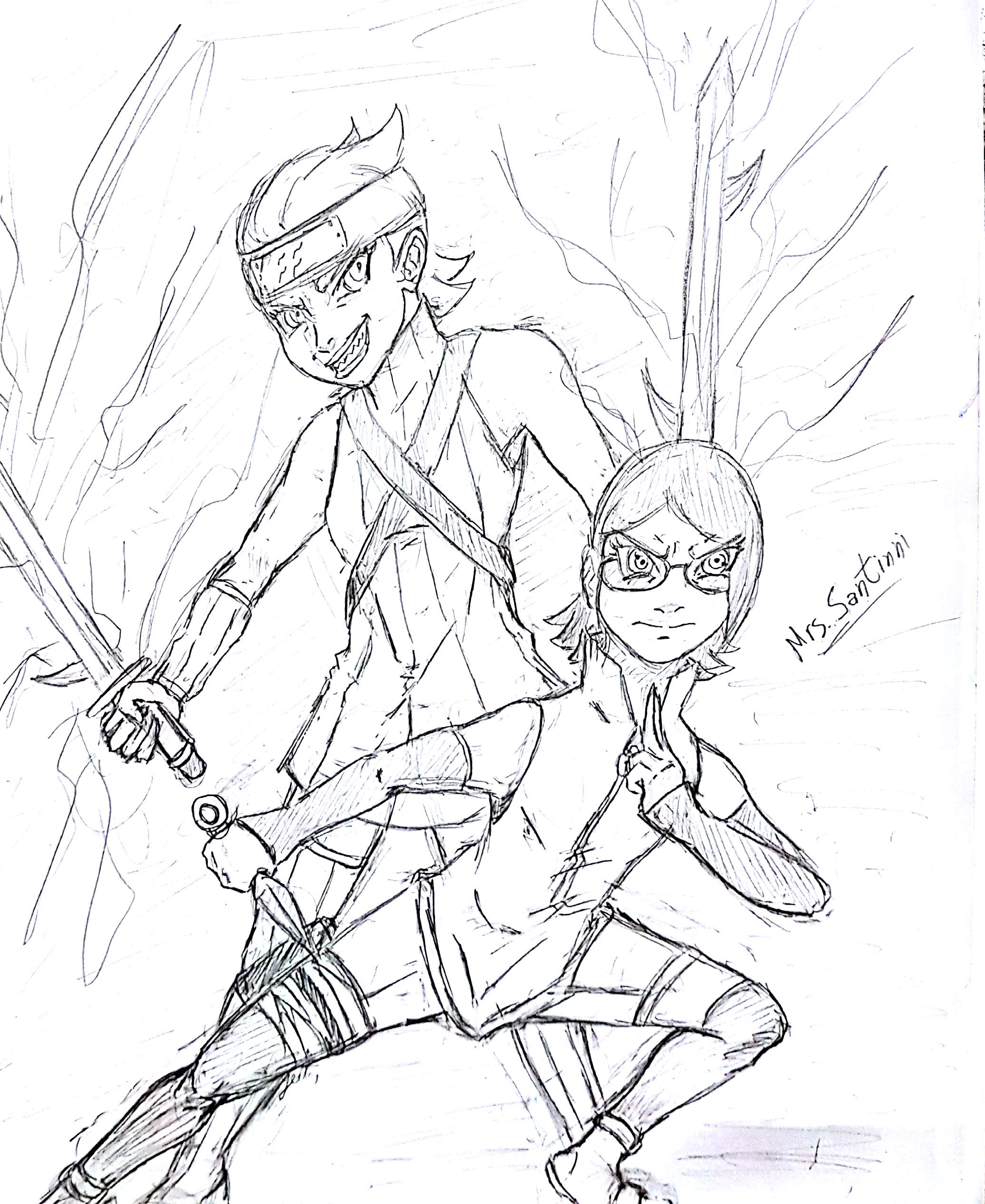 2072x2532 Sketch] Salad And Her (Future) Kirigakure Swordsman Naruto - Salad Sketch