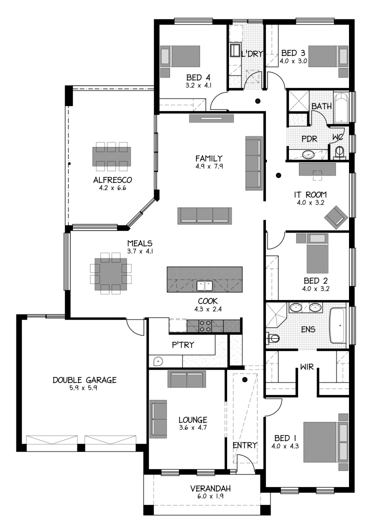 750x1052 Rockleigh Lhs Ah Sales Sketch Bw House Plans - Sales Sketch